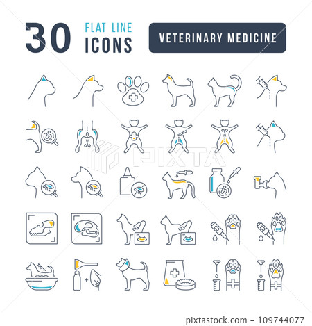 Set of linear icons of Veterinary Medicine 109744077