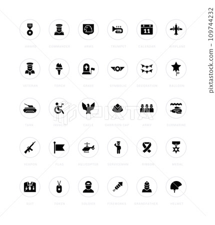 Set of Simple Icons of Veterans Day 109744232