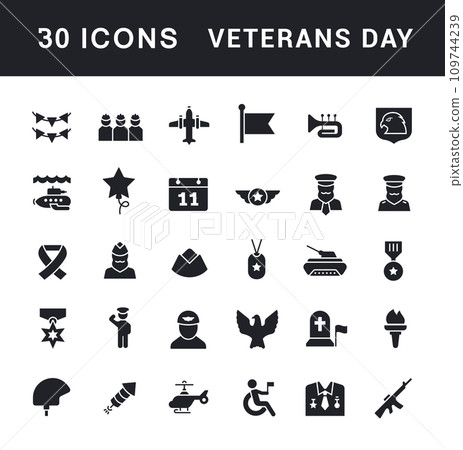 Set of Simple Icons of Veterans Day 109744239