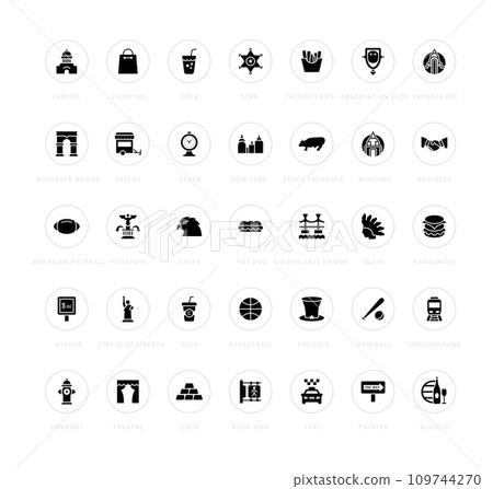 Set of Simple Icons of USA Set of Simple Icons of USA 109744270