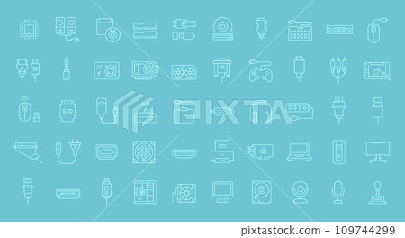Set of Line Icons of Upgrading Computer Components 109744299