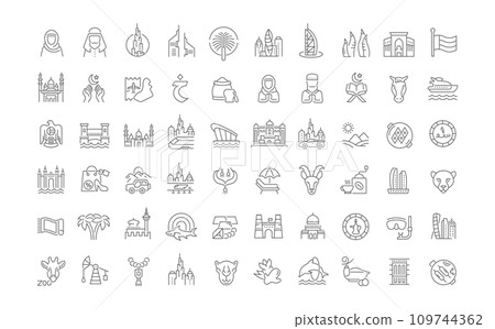 Set Vector Line Icons of United Arab Emirates. 109744362
