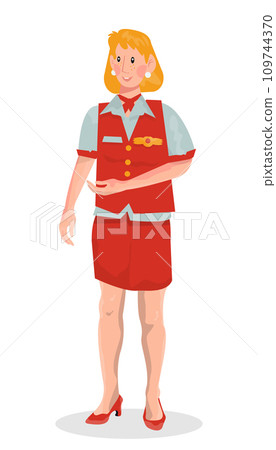 Vector flat illustration of receptionist with client on white isolated background. Vector flat illustration of receptionist with client on white isolated background. 109744370