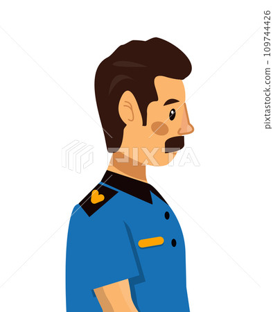 Vector flat illustration of avatar of policeman, customs officer, security control man. Vector flat illustration of avatar of policeman, customs officer, security control man. 109744426