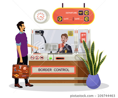 Vector Illustration of passport and border control. Vector Illustration of passport and border control. 109744463