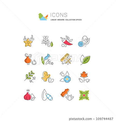 Set Vector Line Icons of Spices. Set Vector Line Icons of Spices. 109744487