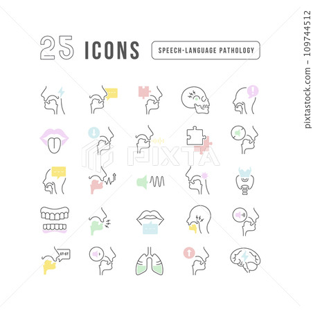 Set of linear icons of Speech-Language Pathology Set of linear icons of Speech-Language Pathology 109744512