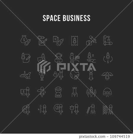Set Vector Line Icons of Space Business Set Vector Line Icons of Space Business 109744519