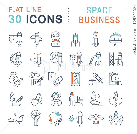 Set Vector Line Icons of Space Business Set Vector Line Icons of Space Business 109744522
