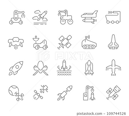Set Vector Line Icons of Space Transport - Stock Illustration ...