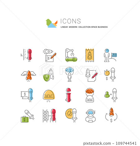 Set Vector Line Icons of Space Business Set Vector Line Icons of Space Business 109744541