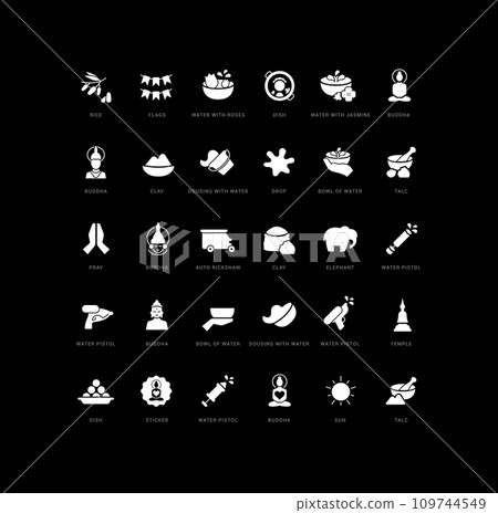 Vector Simple Icons of Songkran Vector Simple Icons of Songkran 109744549