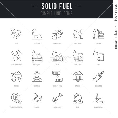 Set Vector Line Icons of Solid Fuel Set Vector Line Icons of Solid Fuel 109744550
