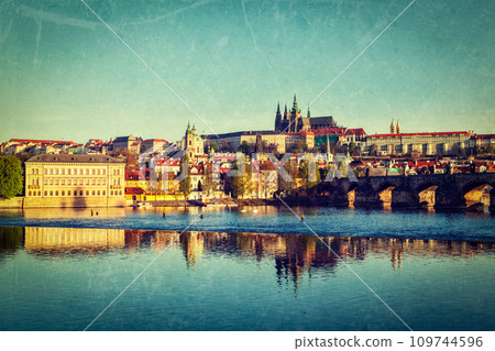 View of Mala Strana and Prague castle over Vltava river View of Mala Strana and Prague castle over Vltava river 109744596