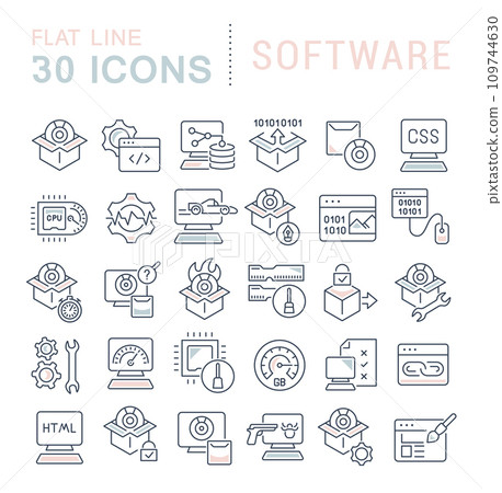 Set Vector Line Icons of Software Set Vector Line Icons of Software 109744630