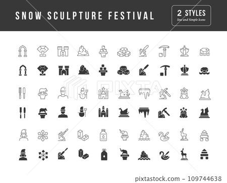Vector Simple Icons of Snow Sculpture Festival 109744638