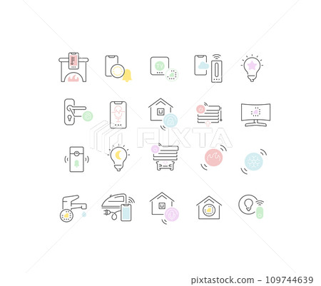 Set Vector Flat Line Icons Smart House 109744639