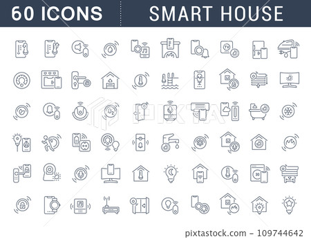 Set Vector Line Icons of Smart House 109744642