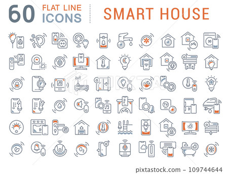 Set Vector Line Icons of Smart House Set Vector Line Icons of Smart House 109744644