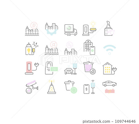 Set Vector Line Icons of Smart City Set Vector Line Icons of Smart City 109744646