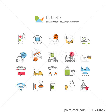 Set Vector Line Icons of Smart City Set Vector Line Icons of Smart City 109744647