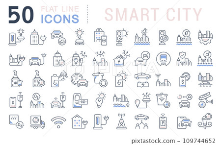 Set Vector Line Icons of Smart City 109744652