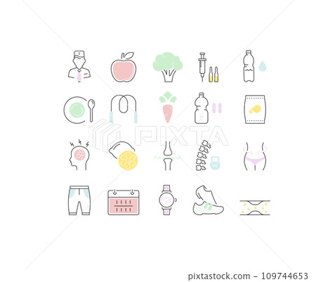 Set Vector Flat Line Icons Slimming 109744653