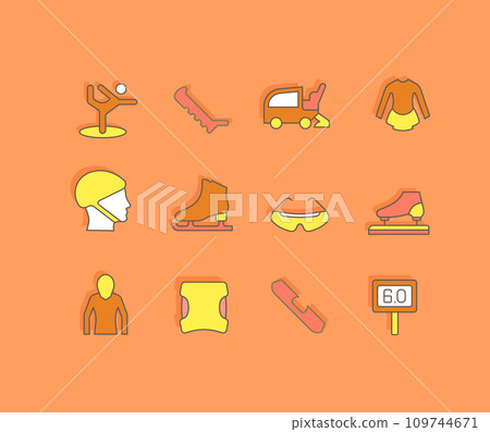 Set of Simple line Icons of Skating Sports Set of Simple line Icons of Skating Sports 109744671
