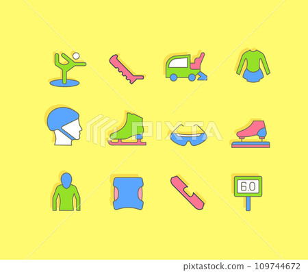 Set of Simple line Icons of Skating Sports Set of Simple line Icons of Skating Sports 109744672