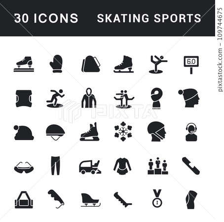 Set of Simple Icons of Skating Sports Set of Simple Icons of Skating Sports 109744675