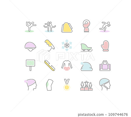 Set Vector Line Icons of Skating Sports. Set Vector Line Icons of Skating Sports. 109744676