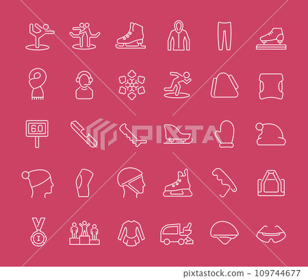 Set of Line Icons of Skating Sports. Set of Line Icons of Skating Sports. 109744677