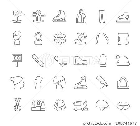 Set Vector Line Icons of Skating Sports. Set Vector Line Icons of Skating Sports. 109744678