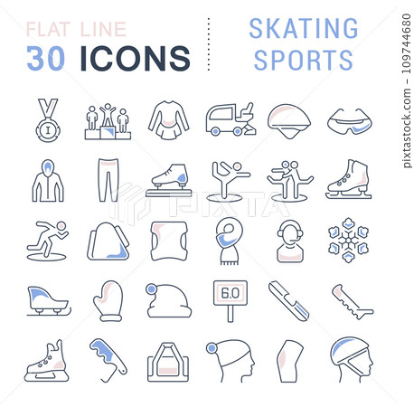 Set Vector Line Icons of Skating Sports. Set Vector Line Icons of Skating Sports. 109744680