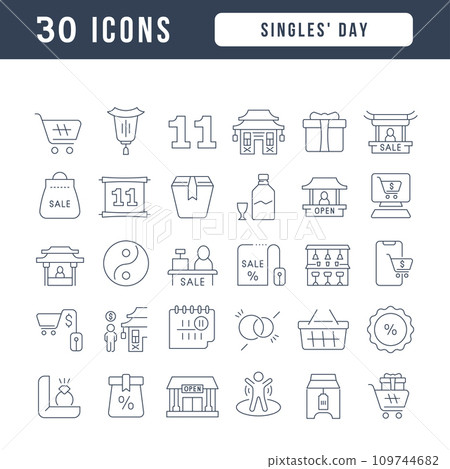 Set of linear icons of Singles Day 109744682