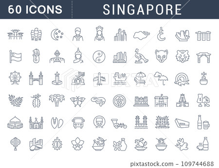 Set Vector Line Icons of Singapore. 109744688