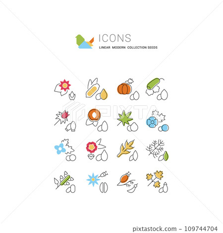 Set Vector Line Icons of Seeds Set Vector Line Icons of Seeds 109744704