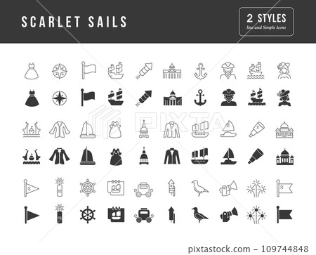 Vector Simple Icons of Scarlet Sails Vector Simple Icons of Scarlet Sails 109744848