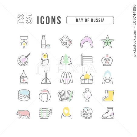 Vector Line Icons of Day of Russia 109744886