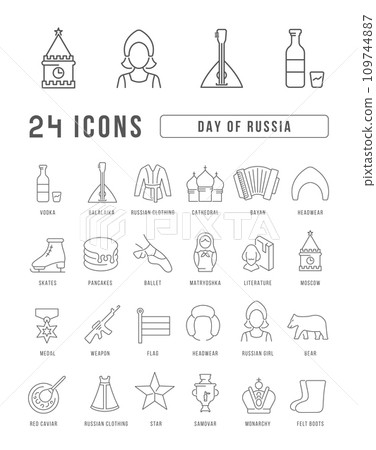 Vector Line Icons of Day of Russia Vector Line Icons of Day of Russia 109744887