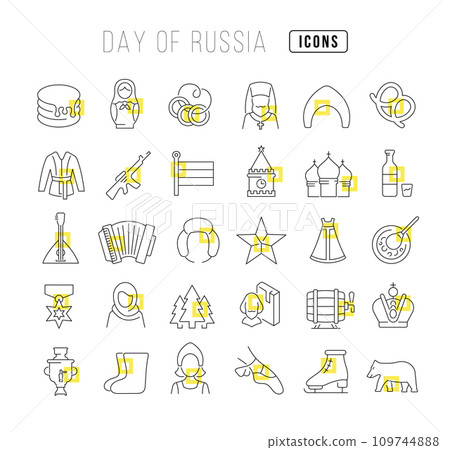 Vector Line Icons of Day of Russia 109744888
