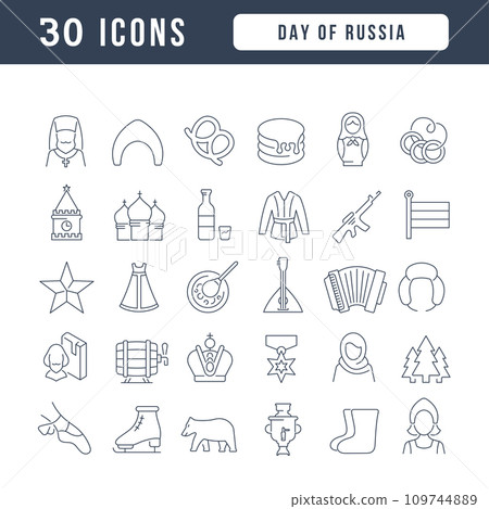 Vector Line Icons of Day of Russia 109744889
