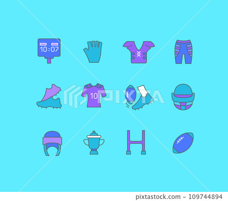 Set of Simple line Icons of Rugby Set of Simple line Icons of Rugby 109744894