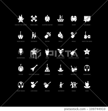 Vector Simple Icons of World Rock-n-Roll Day Vector Simple Icons of World Rock-n-Roll Day 109744910