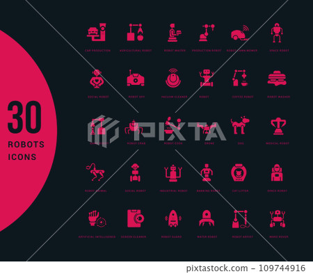 Set of Simple Icons of Robots 109744916