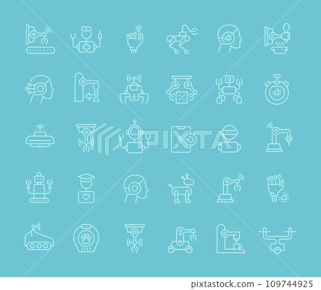 Set Vector Line Icons of Robots Set Vector Line Icons of Robots 109744925