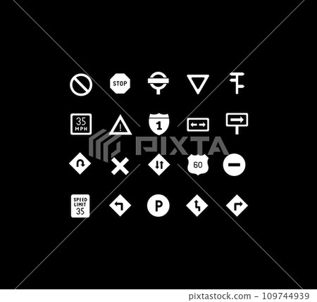 Set of Simple Icons of Road Sign 109744939