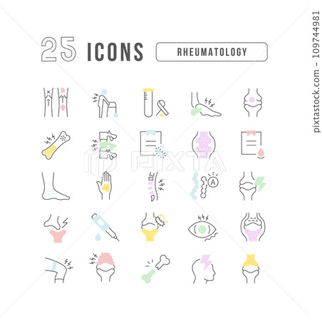 Set of linear icons of Rheumatology Set of linear icons of Rheumatology 109744981
