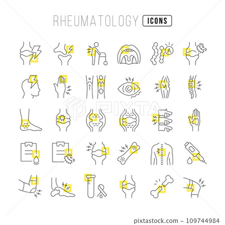 Set of linear icons of Rheumatology Set of linear icons of Rheumatology 109744984