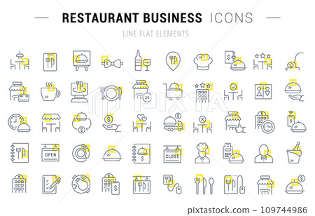 Set Vector Line Icons of Restaurant Business 109744986